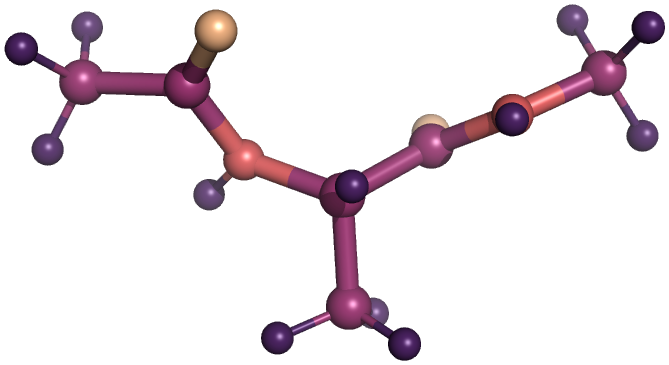Ball-and-stick structure of alanine dipeptide